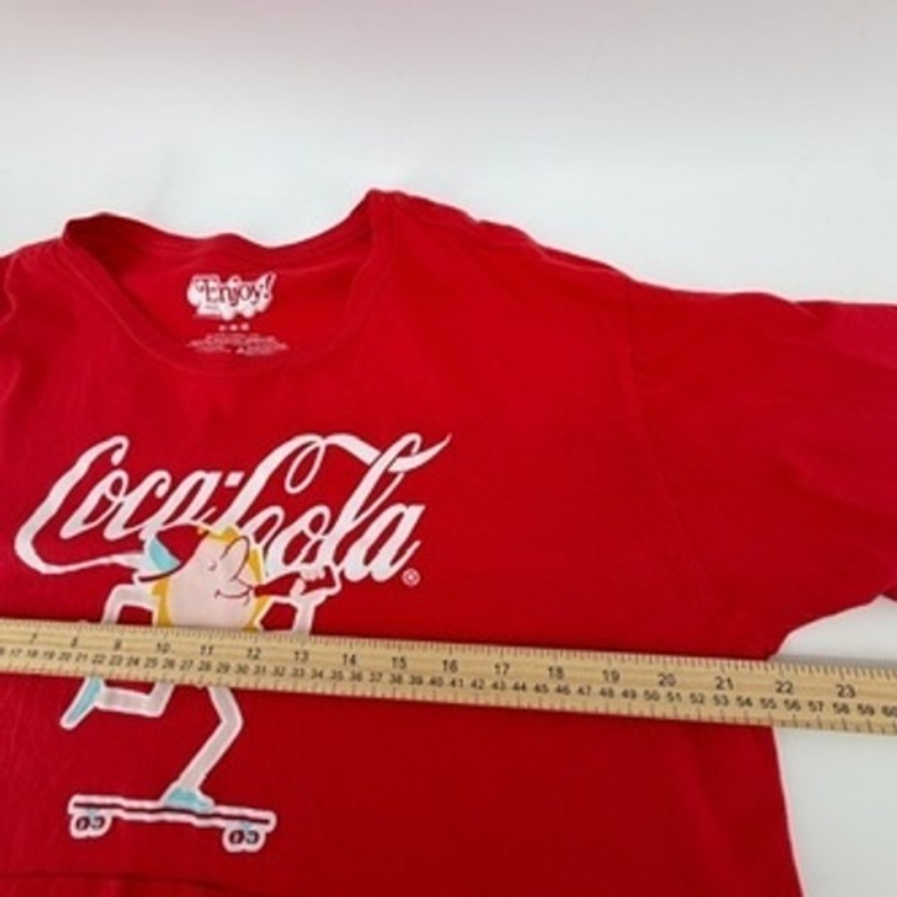 Coca-Cola Red Graphic Crop Top Skateboarder Have a Coke and a Smile Medium - Picture 6 of 7